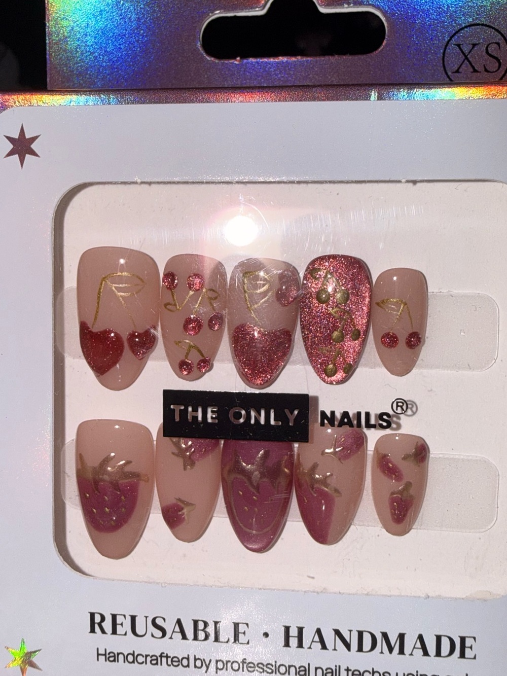 The Only Nails Reusable Handmade Pink Glitter Press-On Nail Set